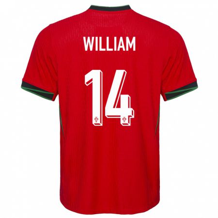 Kandiny Kinderen Portugal William Carvalho #14 Rood Thuisshirt Thuistenue 24-26 T-Shirt België