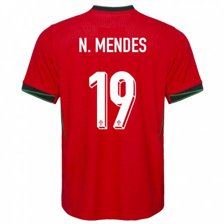 Kandiny Kinder Portugal Nuno Mendes #19 Rot Heimtrikot Trikot 24-26 T-Shirt Österreich