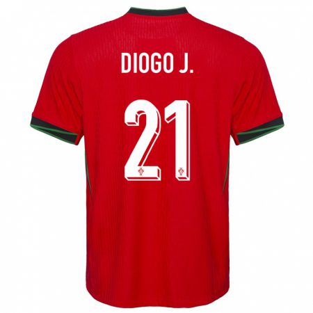 Kandiny Kinderen Portugal Diogo Jota #21 Rood Thuisshirt Thuistenue 24-26 T-Shirt België