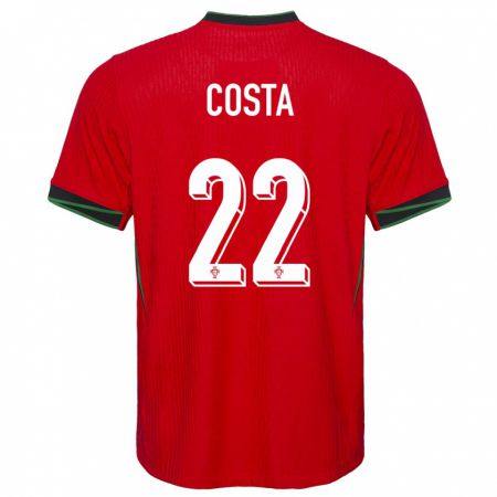 Kandiny Kinderen Portugal Diogo Costa #22 Rood Thuisshirt Thuistenue 24-26 T-Shirt België