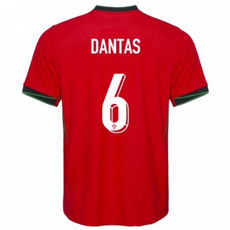 Kandiny Kinderen Portugal Tiago Dantas #6 Rood Thuisshirt Thuistenue 24-26 T-Shirt België