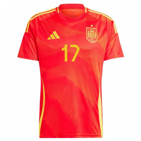 Kandiny Bambino Maglia Spagna Marcos Alonso #17 Rosso Kit Gara Home 24-26 Maglietta