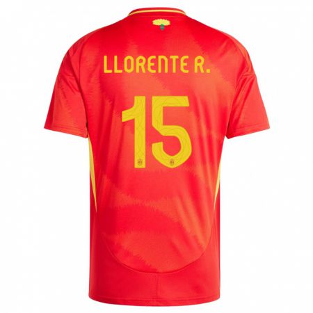 Kandiny Kinderen Spanje Diego Llorente #15 Rood Thuisshirt Thuistenue 24-26 T-Shirt België