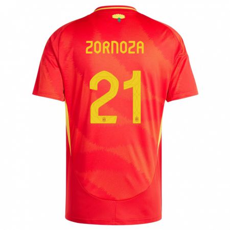 Kandiny Bambino Maglia Spagna Claudia Zornoza #21 Rosso Kit Gara Home 24-26 Maglietta