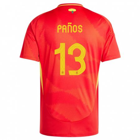 Kandiny Bambino Maglia Spagna Sandra Panos #13 Rosso Kit Gara Home 24-26 Maglietta