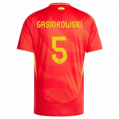 Kandiny Bambino Maglia Spagna Yarek Gasiorowski #5 Rosso Kit Gara Home 24-26 Maglietta