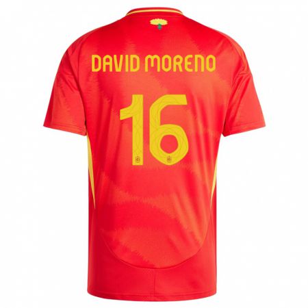 Kandiny Kinderen Spanje Antonio David Moreno #16 Rood Thuisshirt Thuistenue 24-26 T-Shirt België