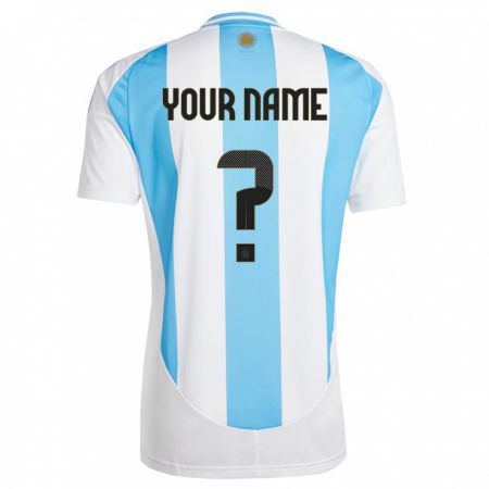 Kandiny Niño Camiseta Argentina Su Nombre #0 Blanco Azul 1ª Equipación 24-26 La Camisa