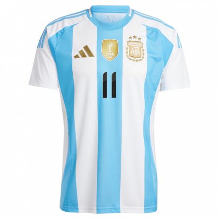 Kandiny Bambino Maglia Argentina Ezequiel Barco #11 Bianco Blu Kit Gara Home 24-26 Maglietta