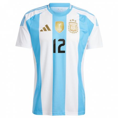 Kandiny Bambino Maglia Argentina Juan Musso #12 Bianco Blu Kit Gara Home 24-26 Maglietta