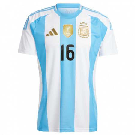 Kandiny Niño Camiseta Argentina Martin Payero #16 Blanco Azul 1ª Equipación 24-26 La Camisa