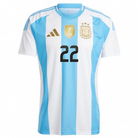 Kandiny Niño Camiseta Argentina Lautaro Martinez #22 Blanco Azul 1ª Equipación 24-26 La Camisa