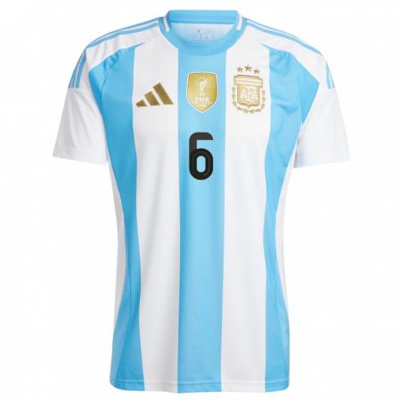 Kandiny Niño Camiseta Argentina Leonel Mosevich #6 Blanco Azul 1ª Equipación 24-26 La Camisa