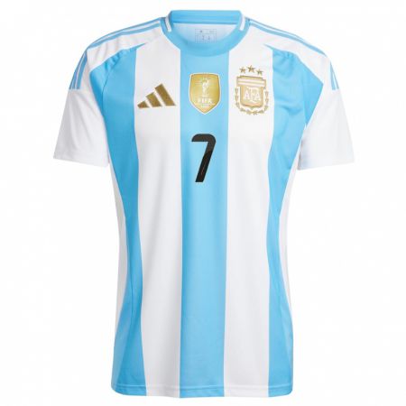 Kandiny Bambino Maglia Argentina Romina Nunez #7 Bianco Blu Kit Gara Home 24-26 Maglietta