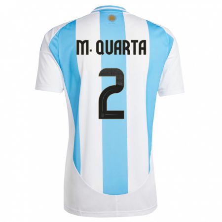 Kandiny Kinderen Argentinië Lucas Martinez Quarta #2 Wit Blauw Thuisshirt Thuistenue 24-26 T-Shirt