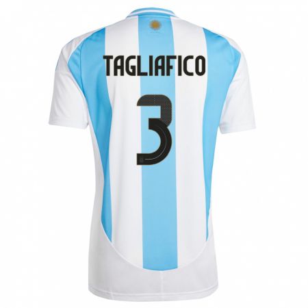 Kandiny Bambino Maglia Argentina Nicolas Tagliafico #3 Bianco Blu Kit Gara Home 24-26 Maglietta