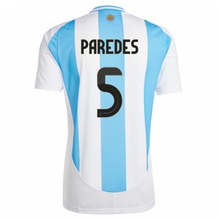 Kandiny Kinder Argentinien Leandro Paredes #5 Weiß Blau Heimtrikot Trikot 24-26 T-Shirt Österreich