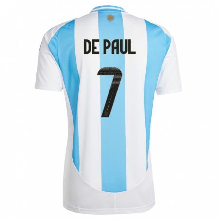 Kandiny Bambino Maglia Argentina Rodrigo De Paul #7 Bianco Blu Kit Gara Home 24-26 Maglietta