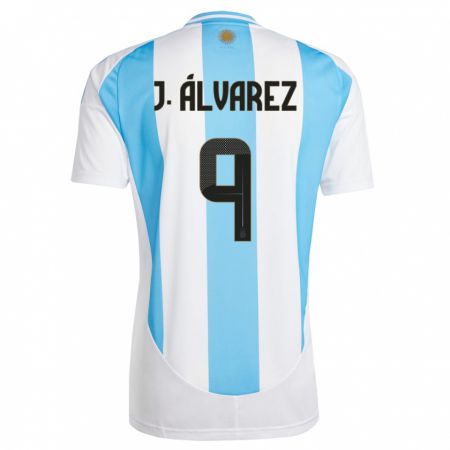 Kandiny Bambino Maglia Argentina Julian Alvarez #9 Bianco Blu Kit Gara Home 24-26 Maglietta