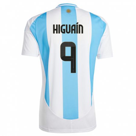 Kandiny Bambino Maglia Argentina Gonzalo Higuain #9 Bianco Blu Kit Gara Home 24-26 Maglietta