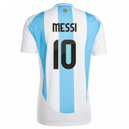 Kandiny Bambino Maglia Argentina Lionel Messi #10 Bianco Blu Kit Gara Home 24-26 Maglietta