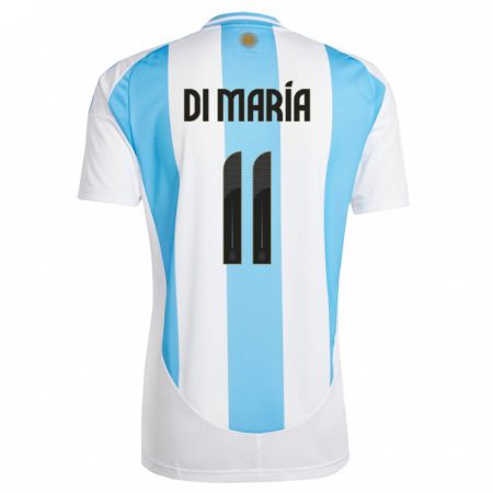 Kandiny Kinderen Argentinië Angel Di Maria #11 Wit Blauw Thuisshirt Thuistenue 24-26 T-Shirt