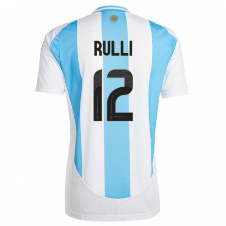 Kandiny Bambino Maglia Argentina Geronimo Rulli #12 Bianco Blu Kit Gara Home 24-26 Maglietta