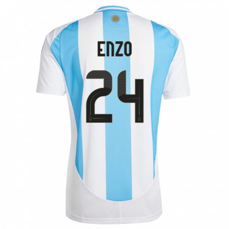 Kandiny Bambino Maglia Argentina Enzo Fernandez #24 Bianco Blu Kit Gara Home 24-26 Maglietta