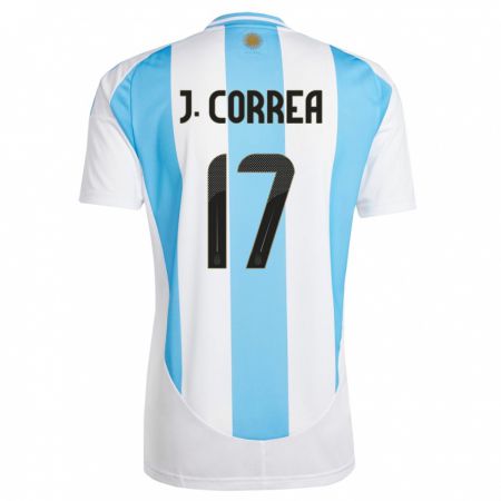 Kandiny Bambino Maglia Argentina Joaquin Correa #17 Bianco Blu Kit Gara Home 24-26 Maglietta