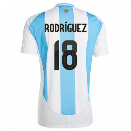 Kandiny Bambino Maglia Argentina Guido Rodriguez #18 Bianco Blu Kit Gara Home 24-26 Maglietta