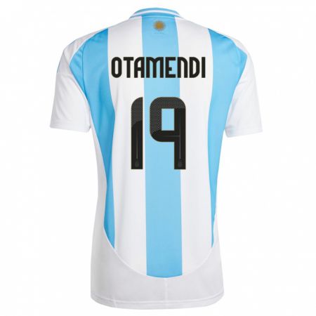 Kandiny Bambino Maglia Argentina Nicolas Otamendi #19 Bianco Blu Kit Gara Home 24-26 Maglietta