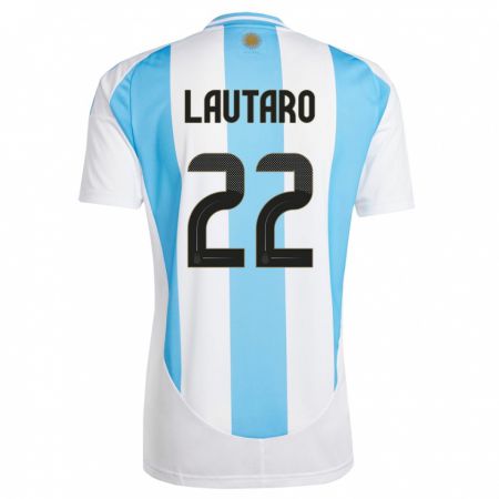 Kandiny Bambino Maglia Argentina Lautaro Martinez #22 Bianco Blu Kit Gara Home 24-26 Maglietta