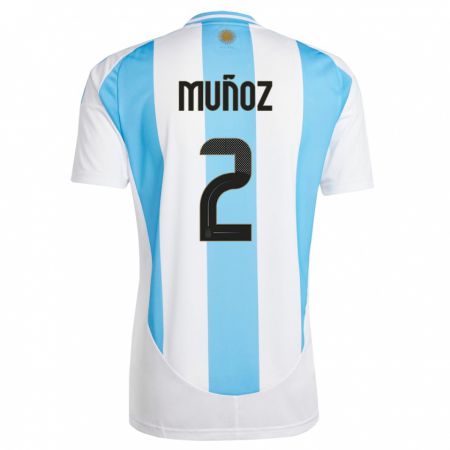 Kandiny Bambino Maglia Argentina Luana Munoz #2 Bianco Blu Kit Gara Home 24-26 Maglietta