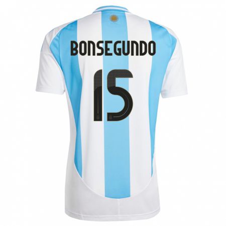 Kandiny Niño Camiseta Argentina Florencia Bonsegundo #15 Blanco Azul 1ª Equipación 24-26 La Camisa