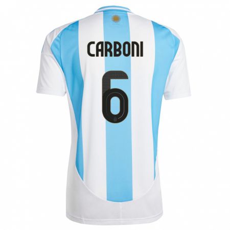 Kandiny Bambino Maglia Argentina Franco Carboni #6 Bianco Blu Kit Gara Home 24-26 Maglietta