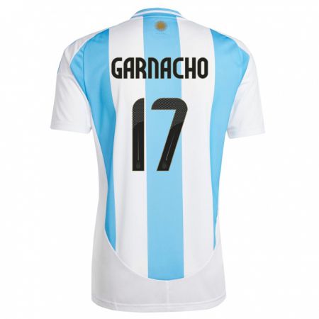 Kandiny Bambino Maglia Argentina Alejandro Garnacho #17 Bianco Blu Kit Gara Home 24-26 Maglietta