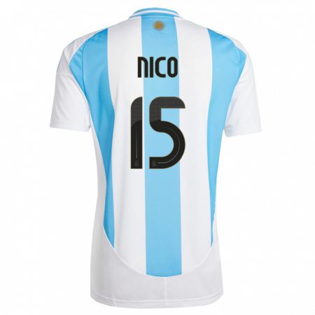 Kandiny Bambino Maglia Argentina Nico  #15 Bianco Blu Kit Gara Home 24-26 Maglietta