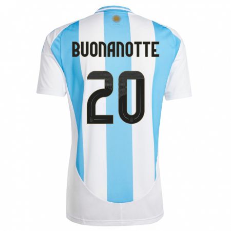 Kandiny Bambino Maglia Argentina Facundo Buonanotte #20 Bianco Blu Kit Gara Home 24-26 Maglietta