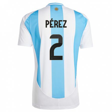 Kandiny Bambino Maglia Argentina Nehuen Perez #2 Bianco Blu Kit Gara Home 24-26 Maglietta