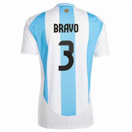 Kandiny Bambino Maglia Argentina Claudio Bravo #3 Bianco Blu Kit Gara Home 24-26 Maglietta