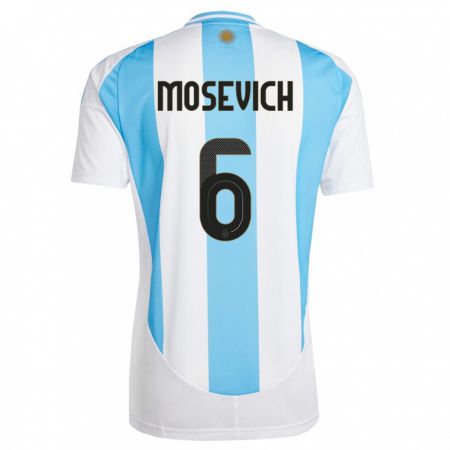 Kandiny Bambino Maglia Argentina Leonel Mosevich #6 Bianco Blu Kit Gara Home 24-26 Maglietta