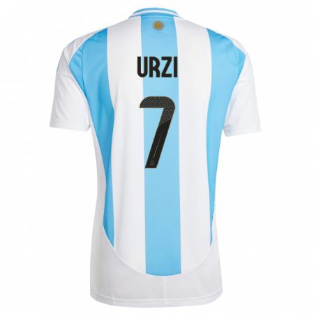 Kandiny Kinderen Argentinië Agustin Urzi #7 Wit Blauw Thuisshirt Thuistenue 24-26 T-Shirt