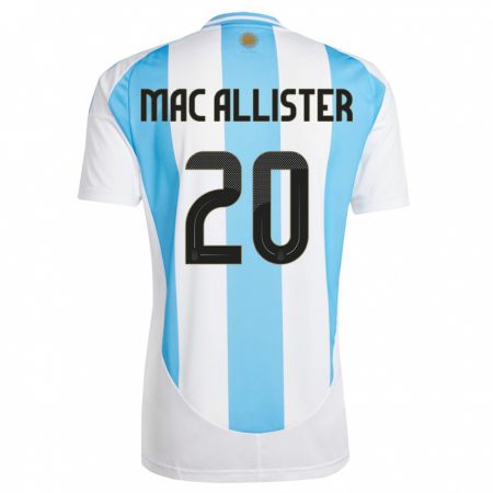 Kandiny Bambino Maglia Argentina Alexis Mac Allister #20 Bianco Blu Kit Gara Home 24-26 Maglietta