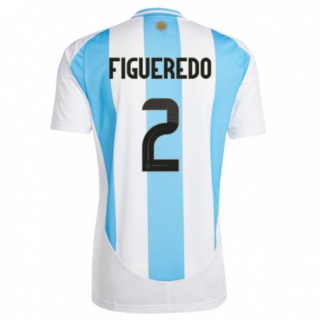 Kandiny Kinderen Argentinië Leandro Figueredo #2 Wit Blauw Thuisshirt Thuistenue 24-26 T-Shirt