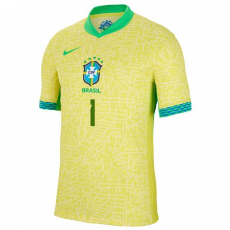 Kandiny Kinderen Brazilië Marcelo Eraclito #1 Geel Thuisshirt Thuistenue 24-26 T-Shirt België