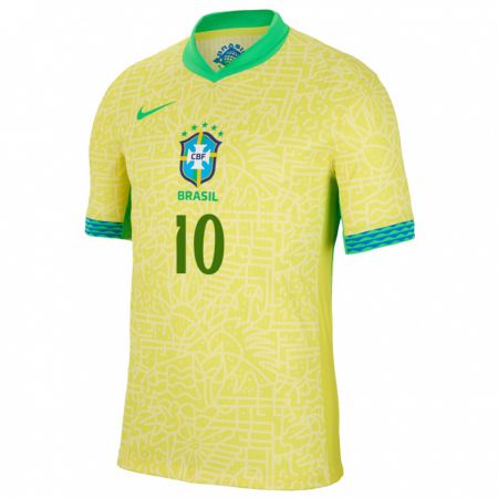 Kandiny Kinderen Brazilië Kerolin Nicoli #10 Geel Thuisshirt Thuistenue 24-26 T-Shirt