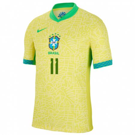 Kandiny Kinderen Brazilië Everton Ribeiro #11 Geel Thuisshirt Thuistenue 24-26 T-Shirt België