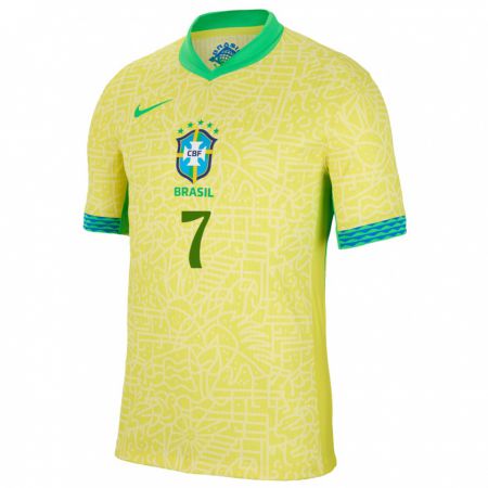 Kandiny Kinder Brasilien Duda Francelino #7 Gelb Heimtrikot Trikot 24-26 T-Shirt Österreich