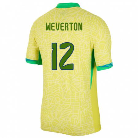 Kandiny Kinder Brasilien Weverton #12 Gelb Heimtrikot Trikot 24-26 T-Shirt Österreich