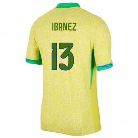 Kandiny Kinderen Brazilië Roger Ibanez #13 Geel Thuisshirt Thuistenue 24-26 T-Shirt België